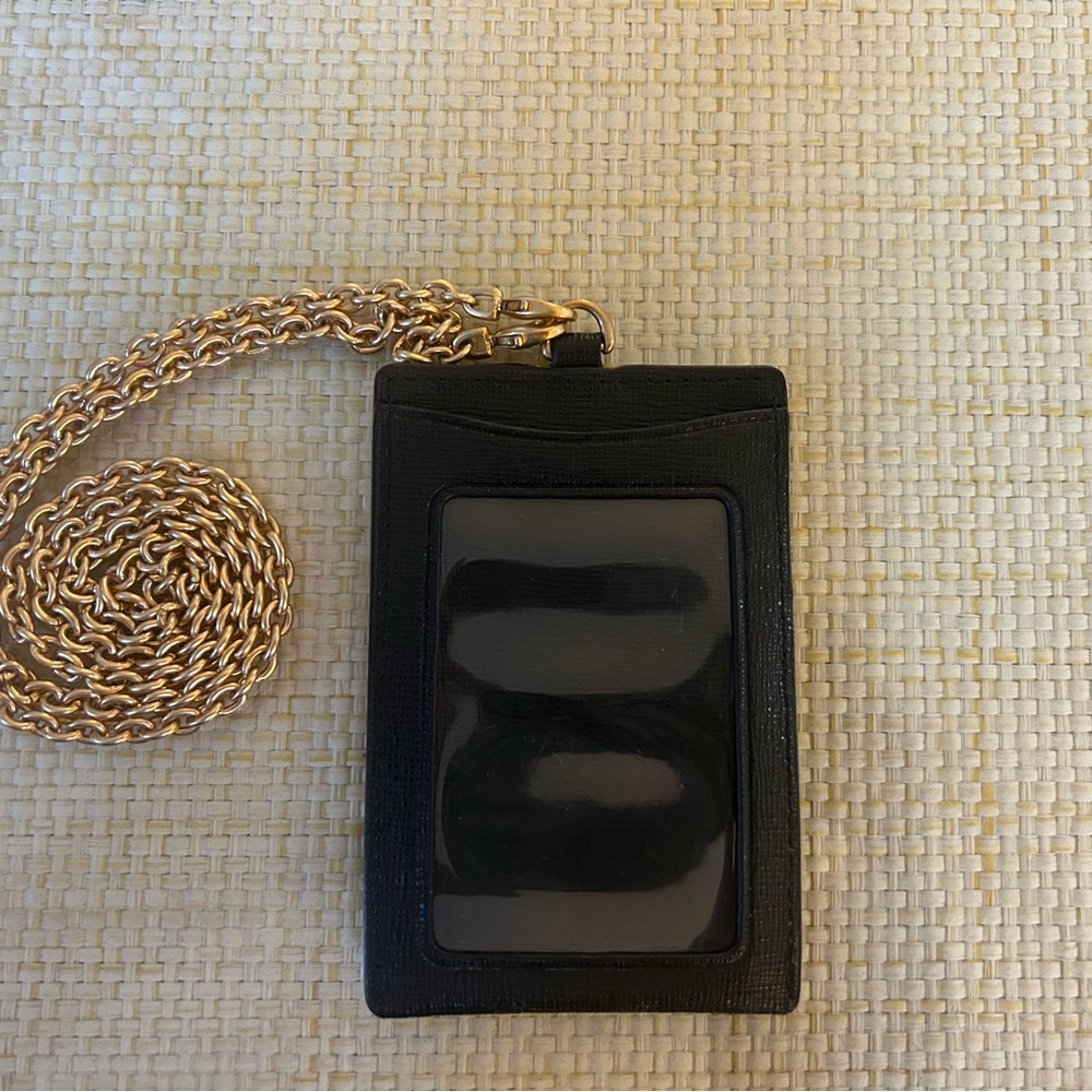 Kate Spade Black Card Holder with Gold Chain